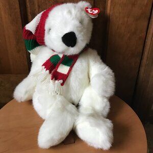 Ty White Holiday Bear w/Stocking Cap - Style 5700